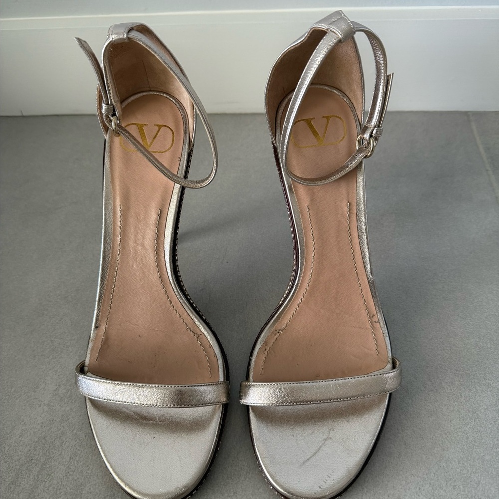 Valentino Women's Shimmering Silver Strappy Heels